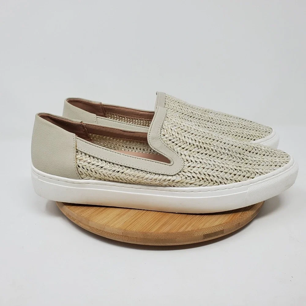 Steven by Steve Madden Katia Womens 10 Sneakers Beige Raffia Slip On Loafer Shoe